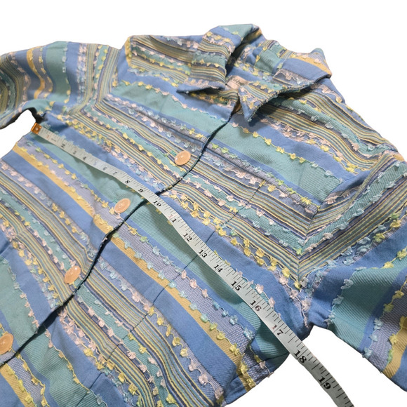 Coldwater Creek blue striped textured blazer size xs - Picture 5 of 7